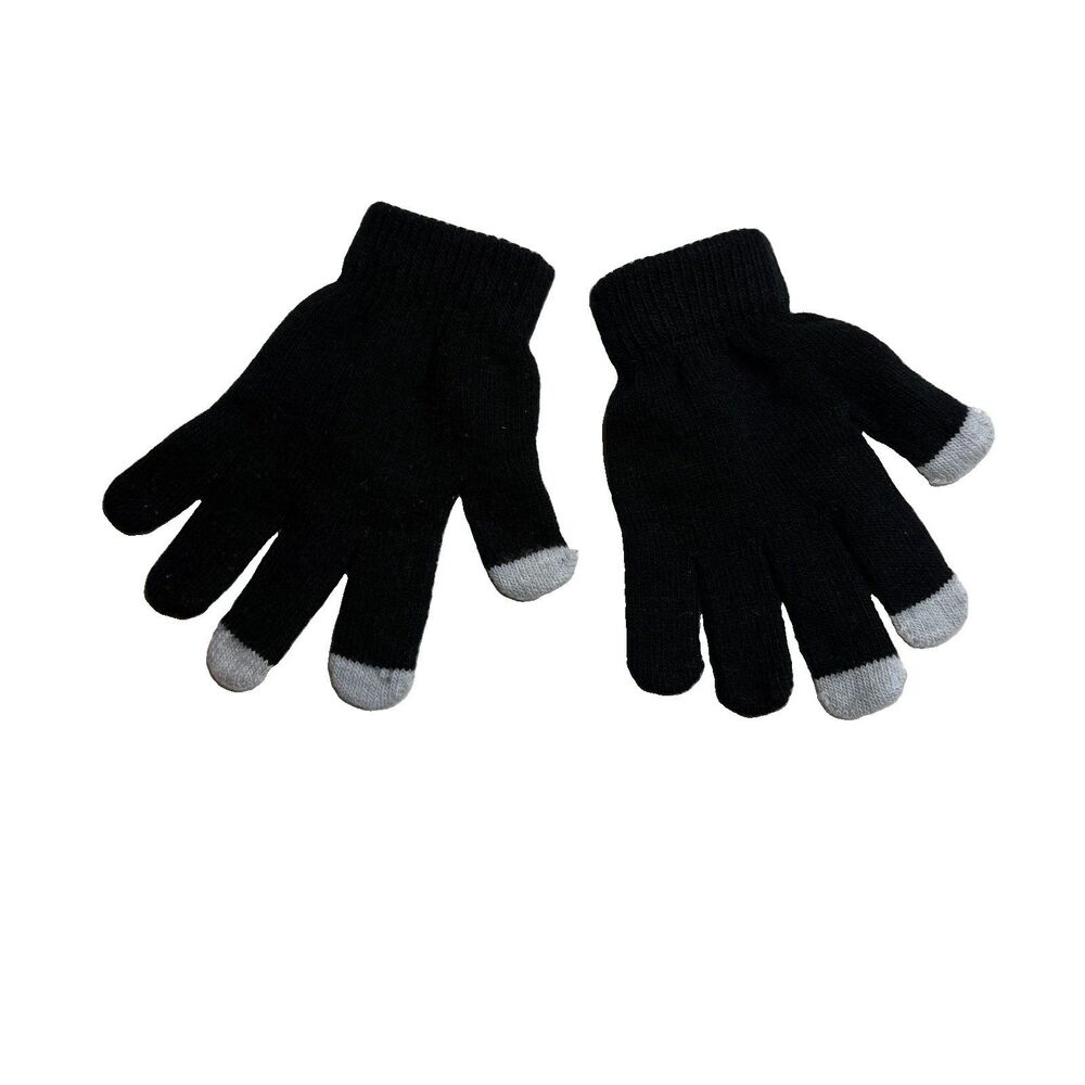 Winter Gloves Black Grey Gray  Women Touchscreen Touch Screen Fingers  Knit Warm